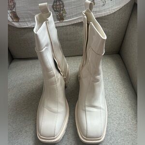 Leather square toe boots